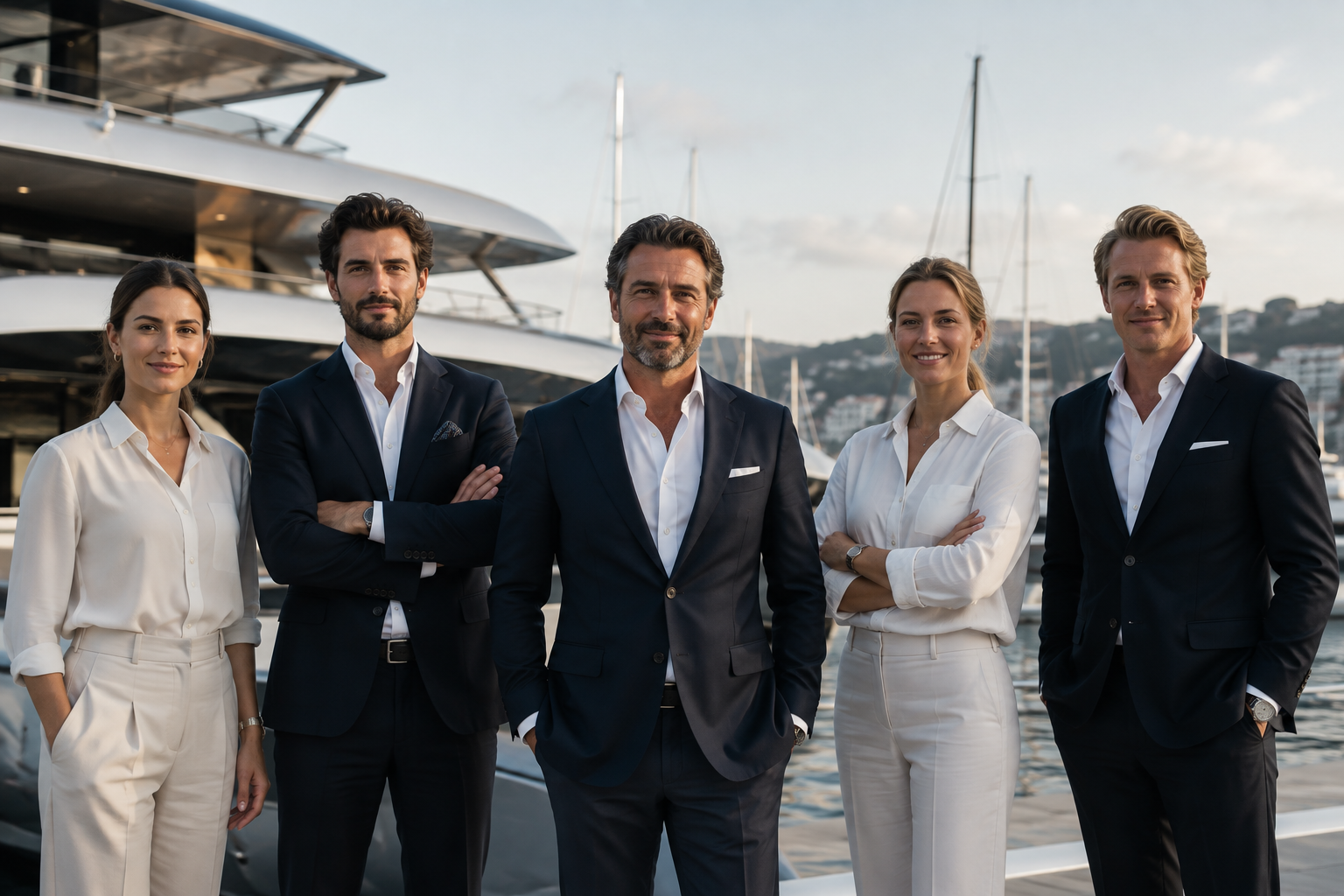 The Rudkowski Yacht Charter team at the marina